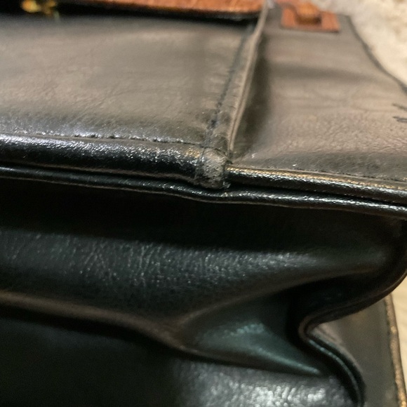 Vintage Bellerose Brown Croc Black Shoulder‎ Bag Purse Wallet Attached Leather - Picture 12 of 15